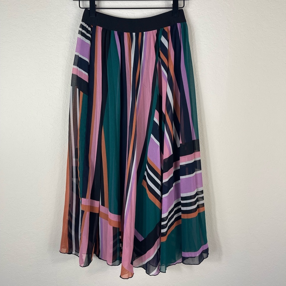 Ba&sh Uhendy Striped Pleated Midi Skirt Multicolor Size Small - Picture 5 of 5